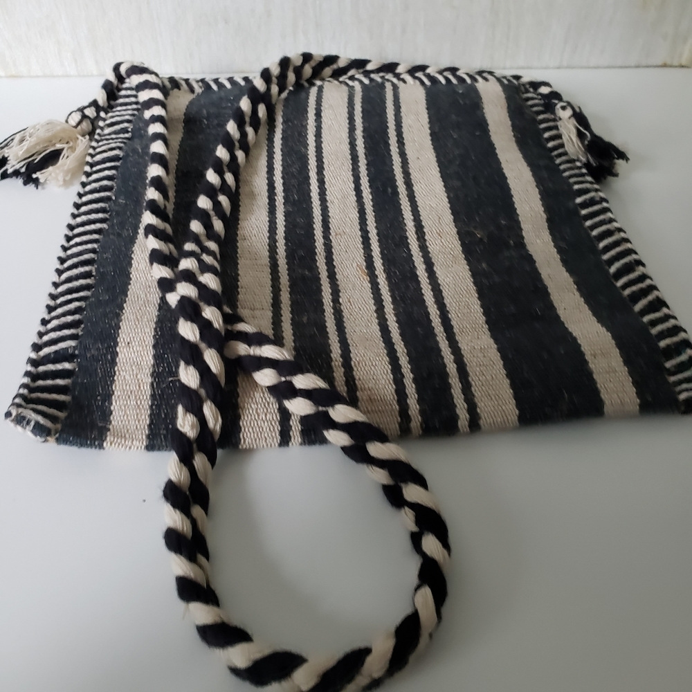 Vtg Y2k Boho Texture Stripe Print Crossbody Bag - Picture 4 of 6
